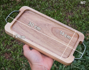 Premium Natural Wood Serving Tray with Handles