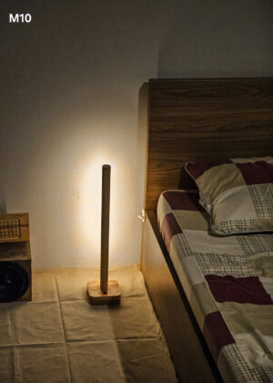 C-life Wooden Corner Floor Lamp – Dimmable Stylish LED Light, Minimalist Standing Ambient Lamp, Perfect for Living Room, Bedroom, Studio, Office – Warm Lighting